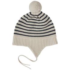 FUB Bebis Pompom Mössa Ecru/Mörk Marinblå 68/74 cm  Krämfärgad  68/74 cm  Unisex