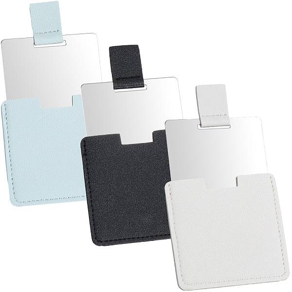 3 Stück 3 Farben Edelstahl-Handspiegel mit PVC-Abdeckung