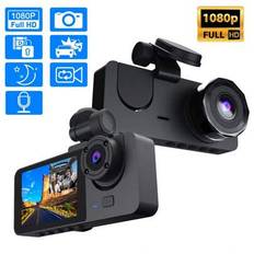 1st, Dash Cam Fram och Inuti, Dash Camera för bilar, 1080P FHD DVR Bil Dashboard Kamera, Med Loop Recording, 2 tums skärm, Inkluderar ej SD-kort - Svart (Y15-Utan SD-kort)