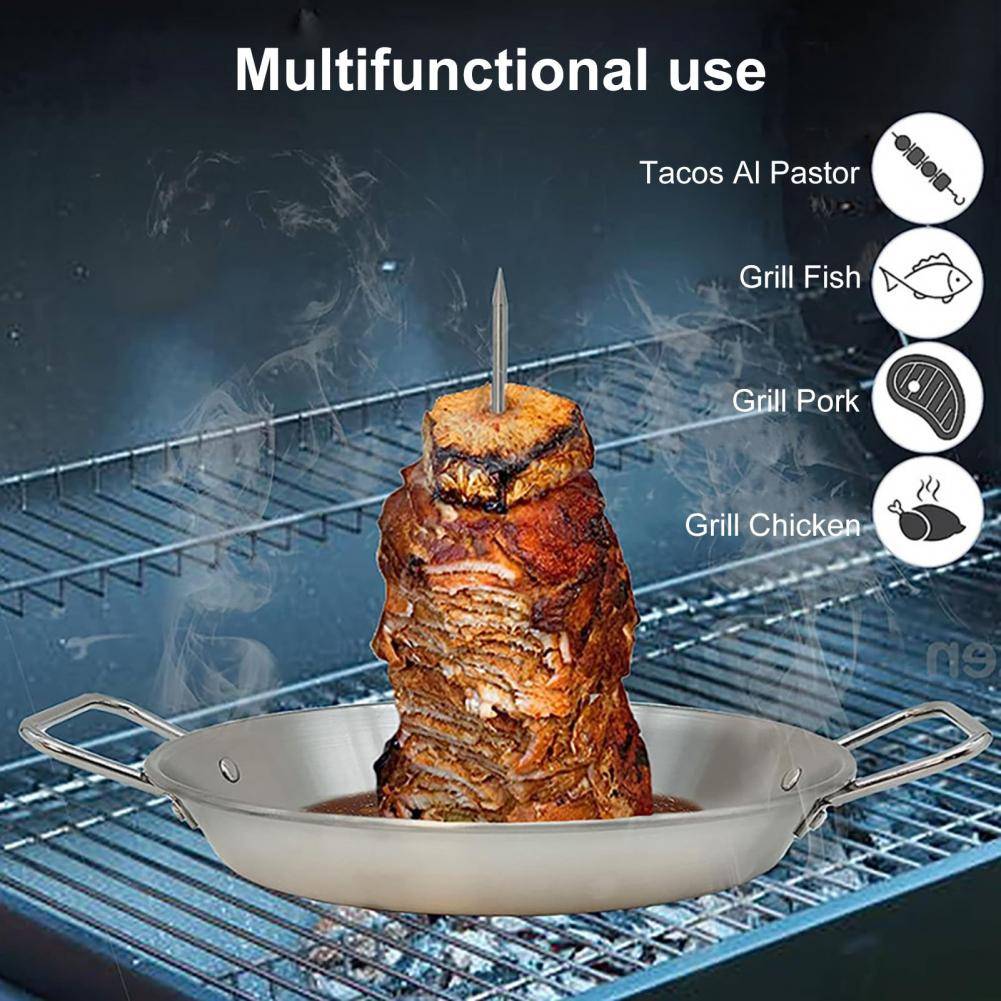 Gyro Pan Rostfritt Stål Vertikalt Spettställ för Grill Brasiliansk Spetthållare för Tacos Al Pastor Shawarma Kebabar Ugn BBQ