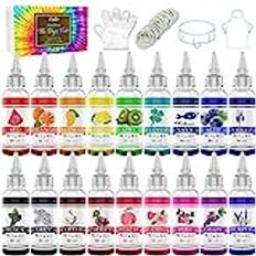 Tie Dye Kit 18 färger - levande permanent textilfärg för barn och vuxna, DIY klädmålning tyg - textilfärg och graffitifärgade pulver för skjorta, t-shirts, huva, fest