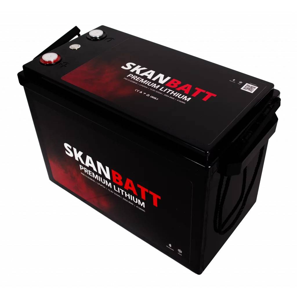 SKANBATT Premium Lithium 12V 325Ah 200A BMS Bluetooth HEAT Slim