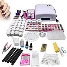 Professionell gel UV nagelstudio startset med fräs och nagellampa, UV-gel perfekt startset nagelset naglar nybörjarset för djärva naglar och nybörjare