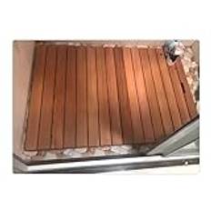 Halkfri kraftig teak trä dusch golvmatta för badkar inomhus dusch utomhus uteplats pool bärbar robust plattformsmatta 76 x 107 cm storlek