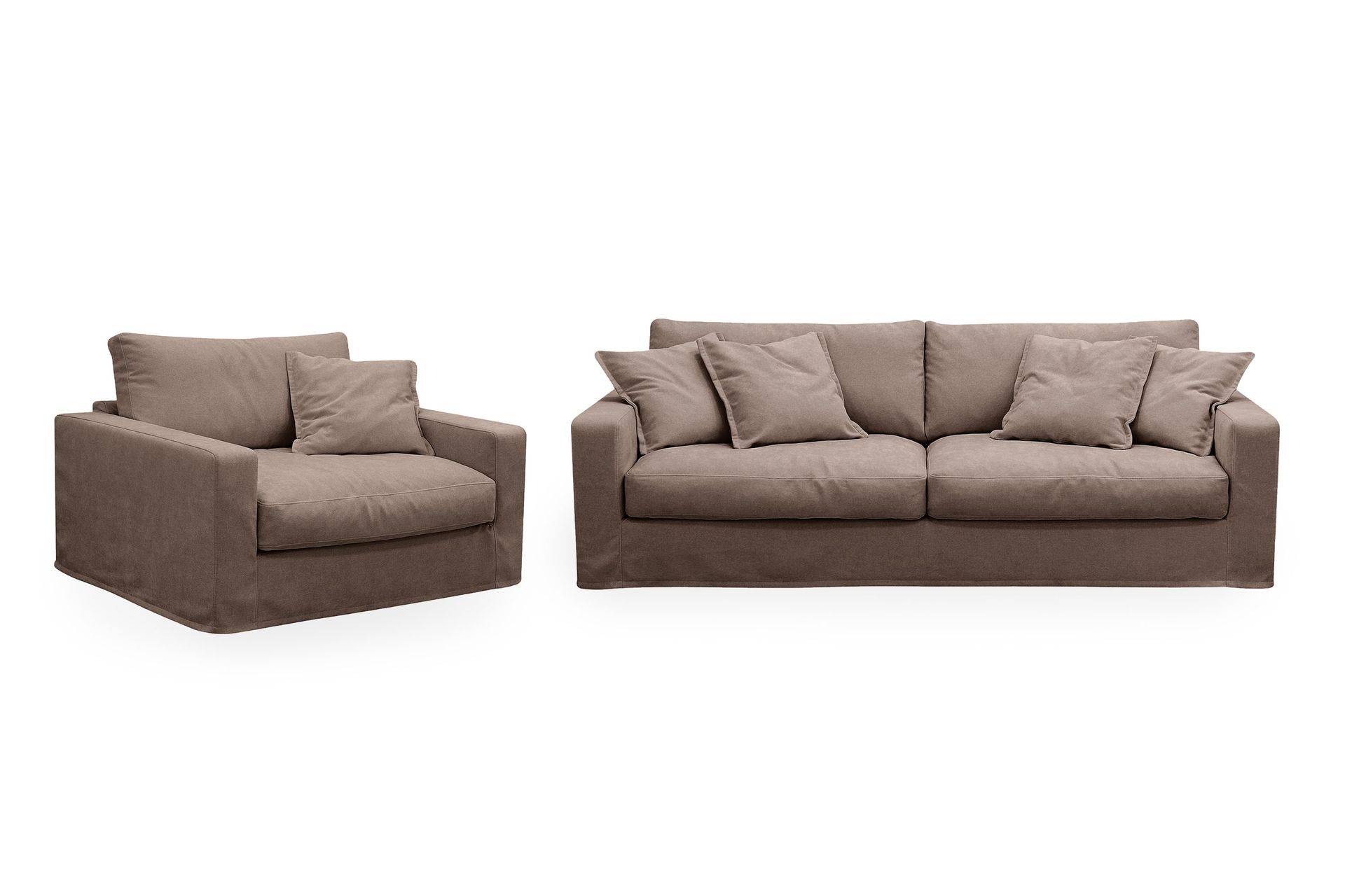 Scandinavian Choice Valencia Extra Djup 3-sits soffa + fåtölj med avtagbar och tvättbar klädsel - Mörkbrun Soffgrupp Brun