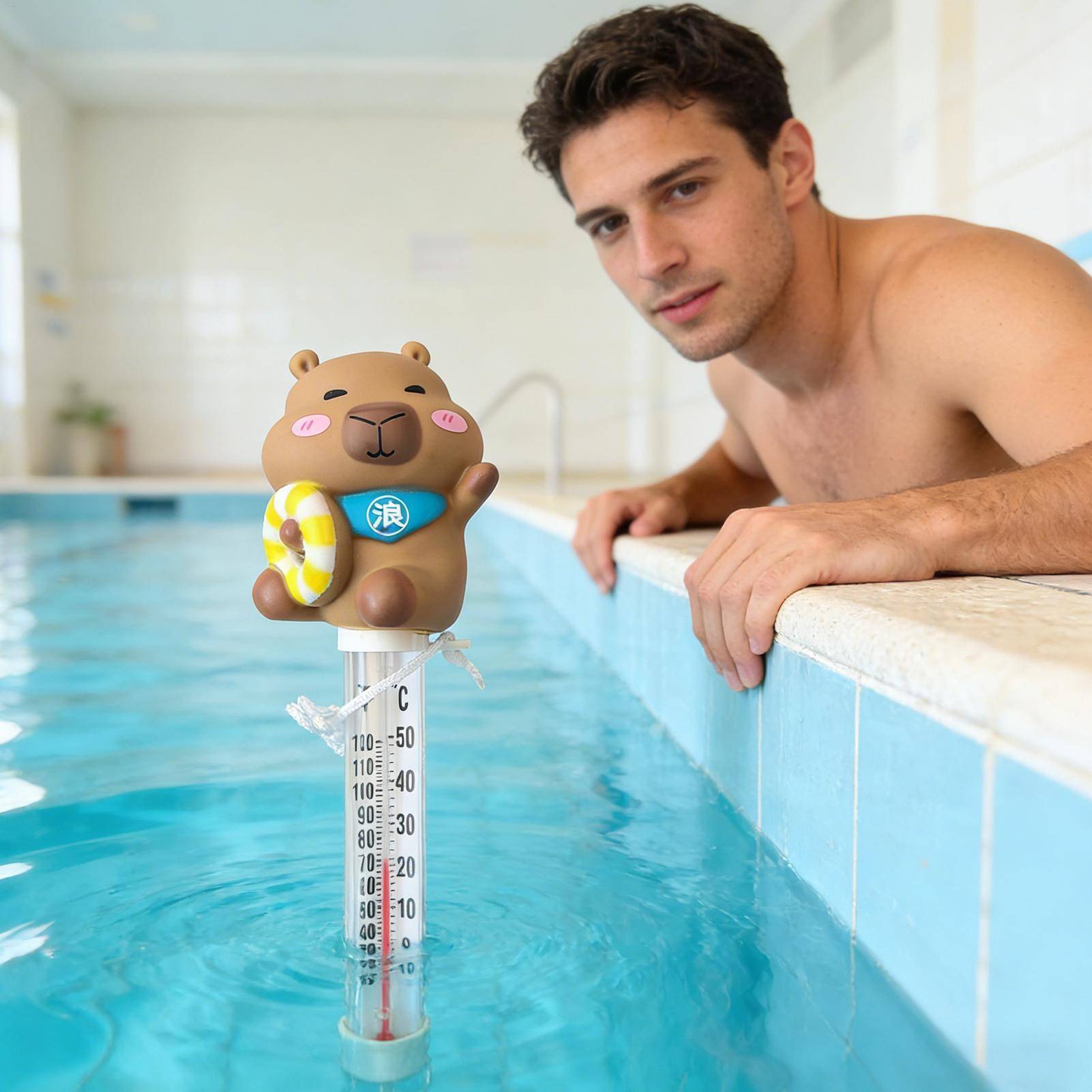 Water Gauge Easy Read Waterproof Floating Capybara Funny Swimming Pool Test Water Gauge for Indoor Outdoor Home Pool Spa Hot Tub