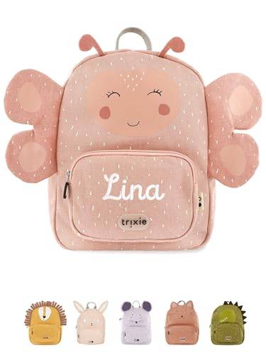 wunderwunsch TRIXIE Kindergartenrucksack, Rucksack für Sportunterricht Schule und Kindergarten, Hort und Krippe, personalisiert mit deinem Wunschnamen (Schmetterling, Groß (7,5 Liter))