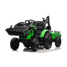 720-T El-Traktor til børn med frontskovl, gravekran og trailer, 2x24V