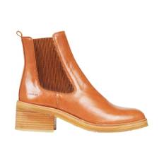 Angulus, Sko, Dame, Brun, 41 EU, Læder, Angulus - Chelsea Støvle m. Blokhæl, 7736 - Cognac