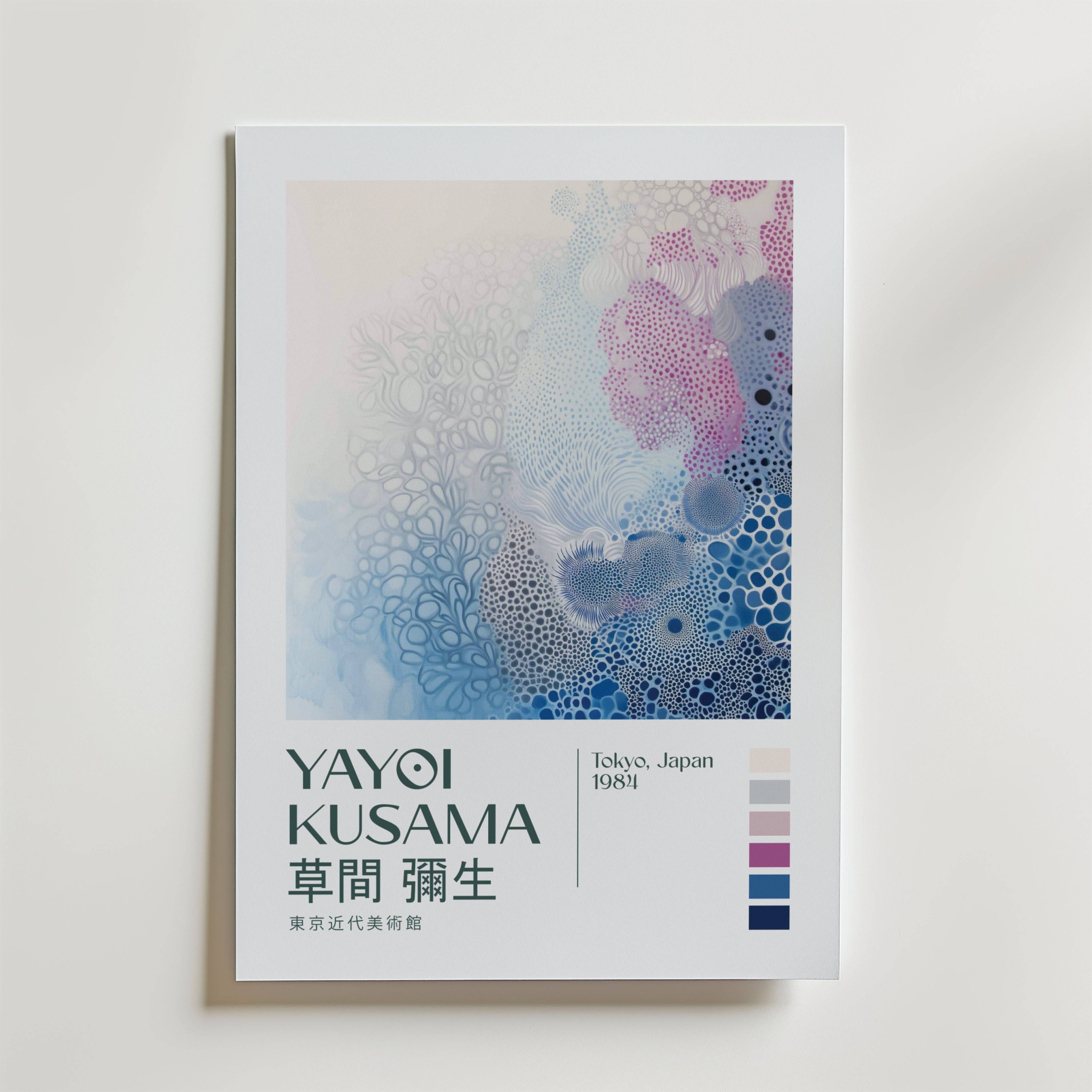 Yayoi Kusama Whispering Blue Forms Poster - Fine Art Poster 13x18 cm