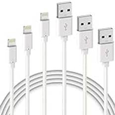 Quntis 3-delad iPhone laddningskabel, 1 m, 2 m, 3 m, MFi certifierad Lightning kabel, snabbladdning för iPhone 13 12 11 Pro XS Max XR X 8 7 6S Plus, 8 7 6s 6 5 SE 5 C, Laddare för iPad/AirPods,