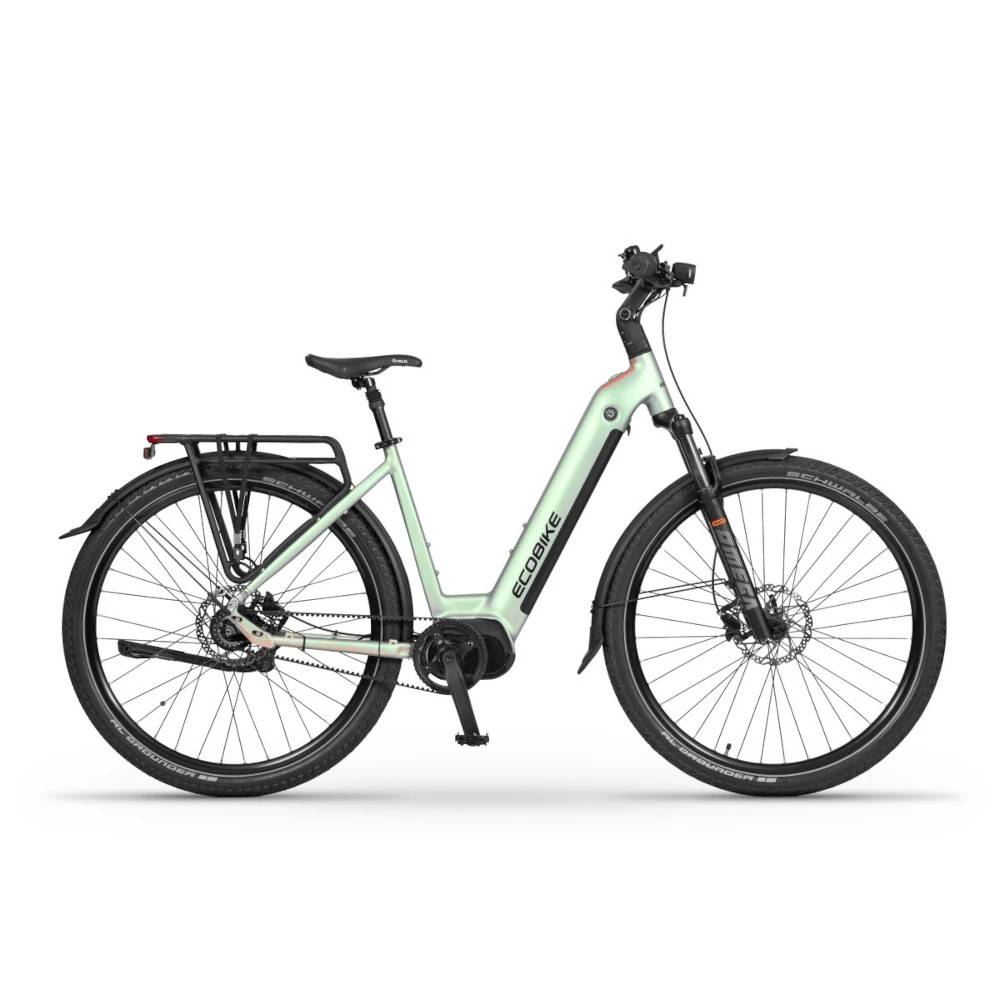 Elcykel Ecobike LX400 Arctic Silver med centermotor Grøn 900watt - 25ah 17".