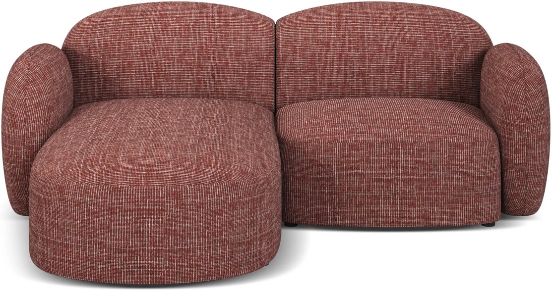 Chaiselongsofa Micadoni Blair venstrevendt – marsala-rød Baltimore strukturstof, 194x167 cm, 3 pers.