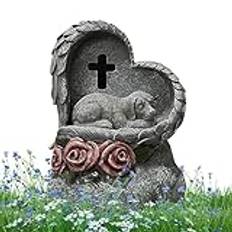 Pet Memorial Stone, Hund Memorial Stone - Gravstenar för husdjursgravsten för hundar | Soldriven trädgårdsstaty Djurgravsmarkörer, minnesmärke för husdjur, staty för sovande katthund, trädgårdsdekor
