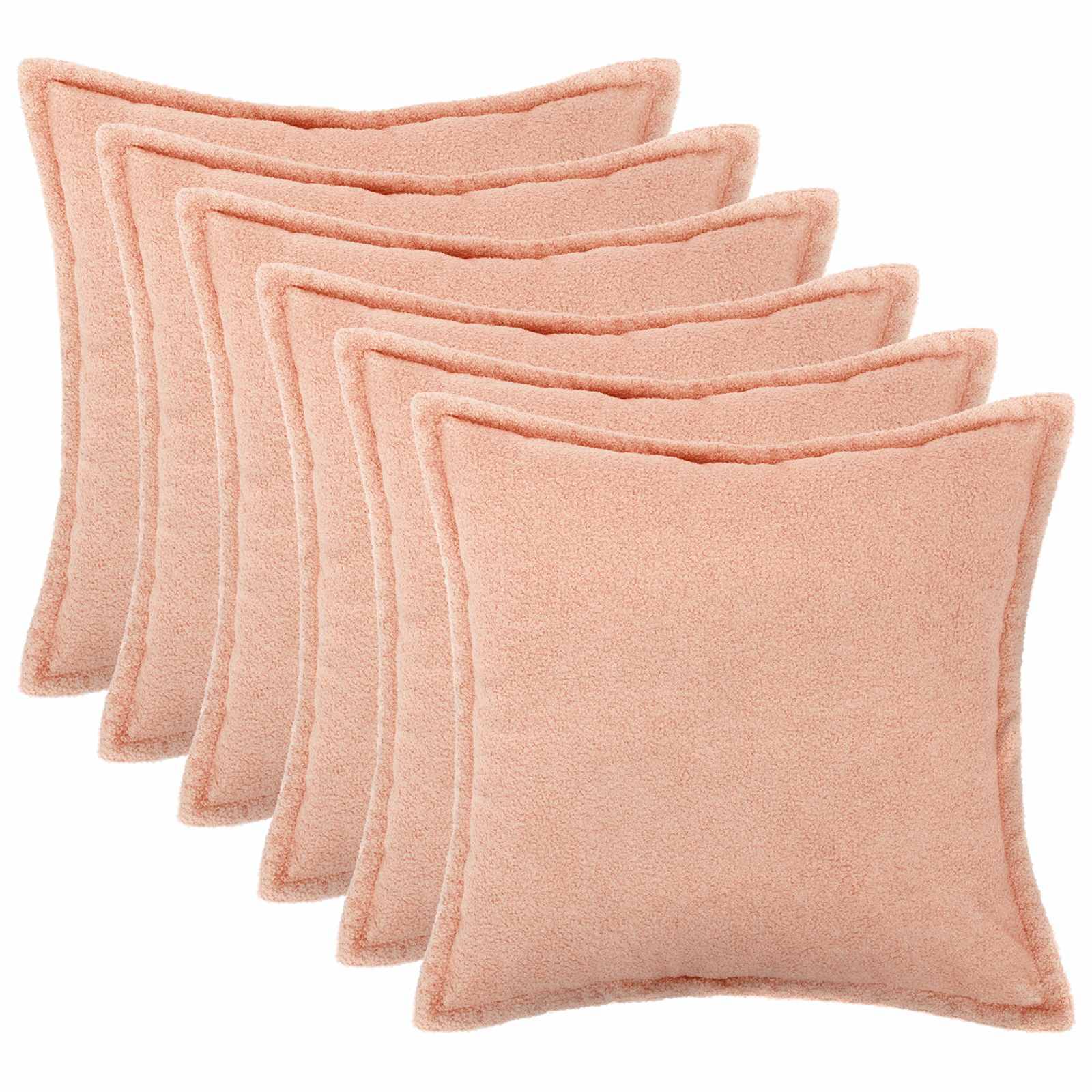 vidaXL Kuddöverdrag 6 st HOUTEN Rosa 70 x 70 cm Bouclé