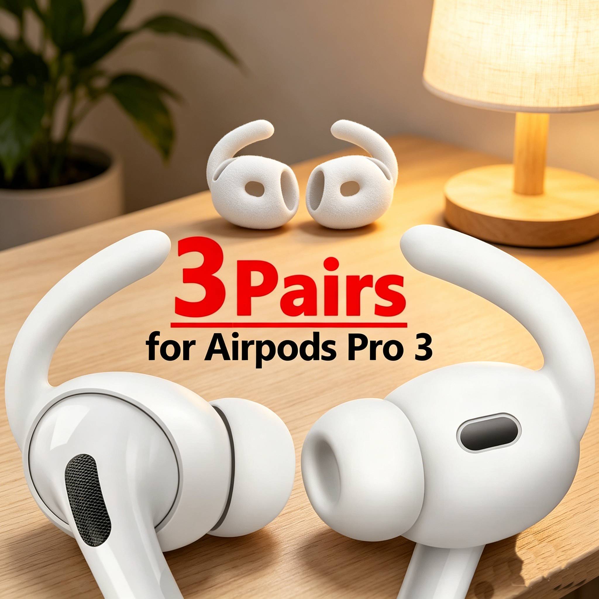 Anti-Slip Silicone Eartips Covers, Ear Hooks Protective Sleeve for Apple AirPods Pro 3 Gen, Soft Sweatproof Earbud Accessories