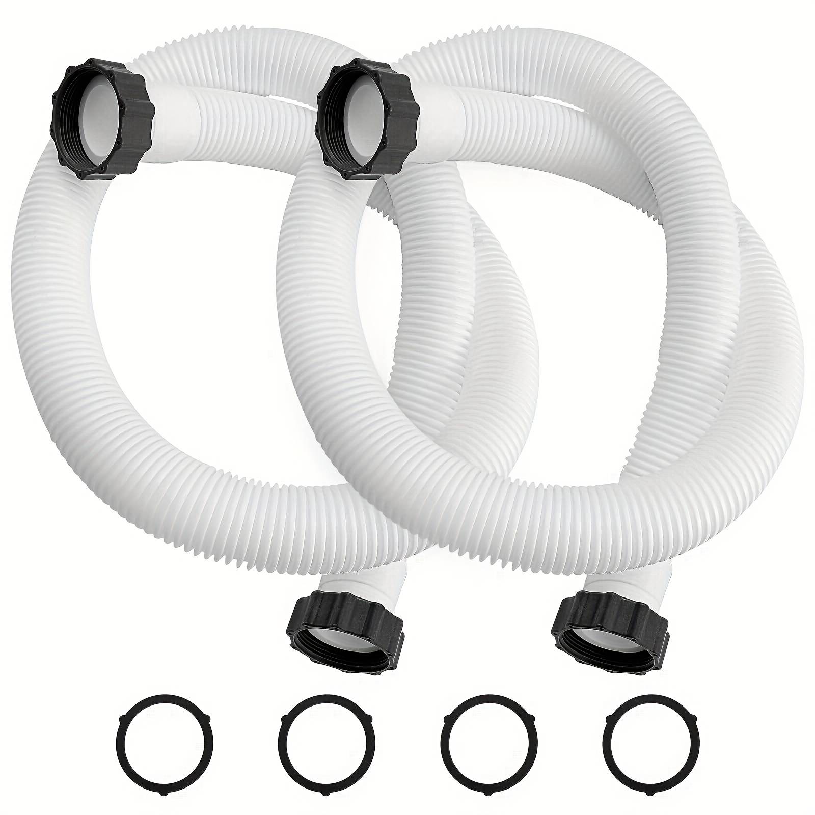 2pcs 29060e White Pool Pump Hoses, 1.5" Diameter For Above Ground Pools, 59" Long Pool Hoses For Filter Pumps, Sand Filters & Saltwater Systems With 1500 To 2500 Gph Capacity