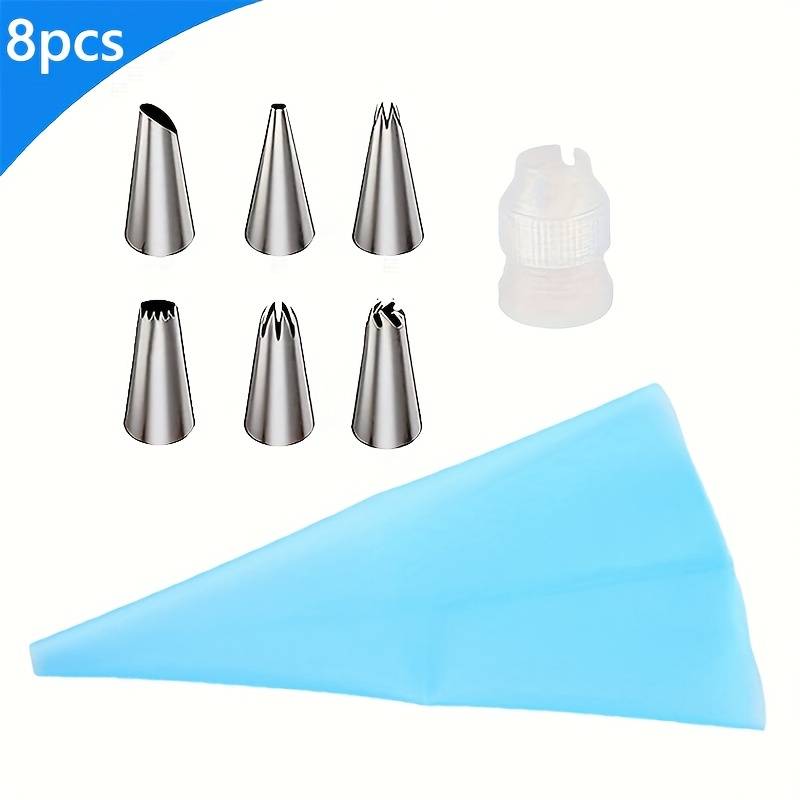 TEMU 8pcs Cake Cream Decoration Piping Set Stainless Steel Piping Nozzles Piping Bag Converter Cookie Biscuit Baking Tools