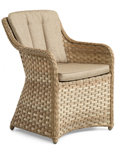 NUSA Sæt med 2 x Havestole i polyrattan og polyester H88 cm - Natur