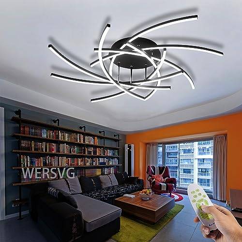 100 cm taklampa LED Vardagsrumslampa Modern Stor 120W taklampa Svart 8-lampor Dimbar 3500K-6500K Taklampa Akryl Hallampa Tak Matsalslampa, för vardagsrum Sovrum Kök