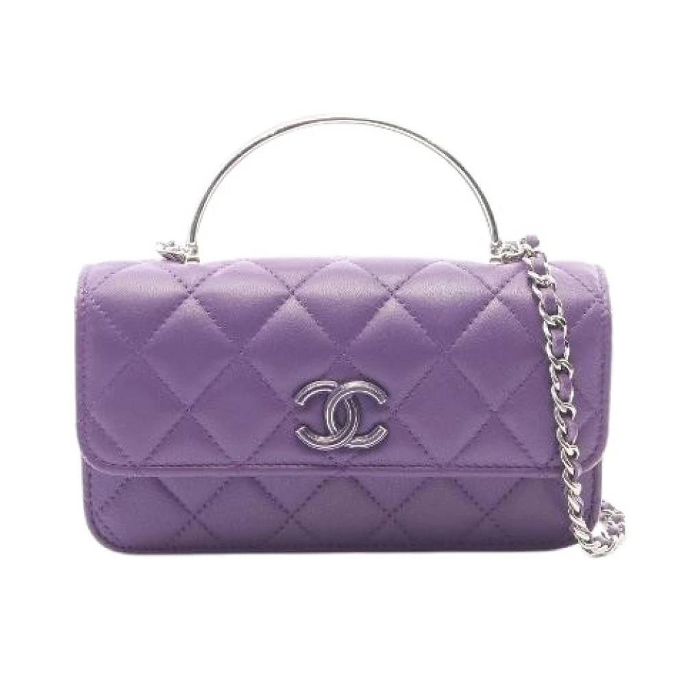 Chanel Vintage Pre-owned Matelasse Lambskin 2way Skuldertaske - Vintage - Dame - Lilla - ONE SIZE - Uld