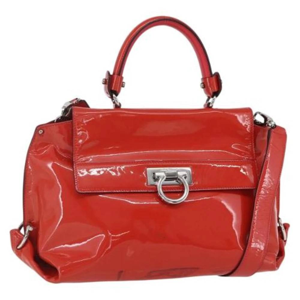 Salvatore Ferragamo Pre-owned Pre-owned Coated Canvas Håndtaske - Vintage - Dame - Rød - ONE SIZE -