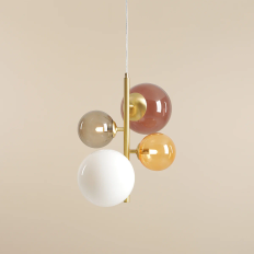 Dizzy - Loftlampe i messing og multifarvet glas