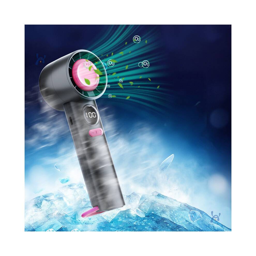 (Gray Red)Lightweight Handheld Fan With Usb Charging Suitable For Camping And Commutes