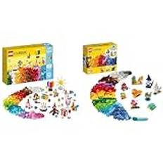 LEGO Classic Kreativ festlåda Spännande Byggleksak För Hela Familjen, från 5 år 11029 & LEGO Classic Kreativa transparenta klossar, Byggsats med Leksaksdjur, Byggklossar för Barn 11013