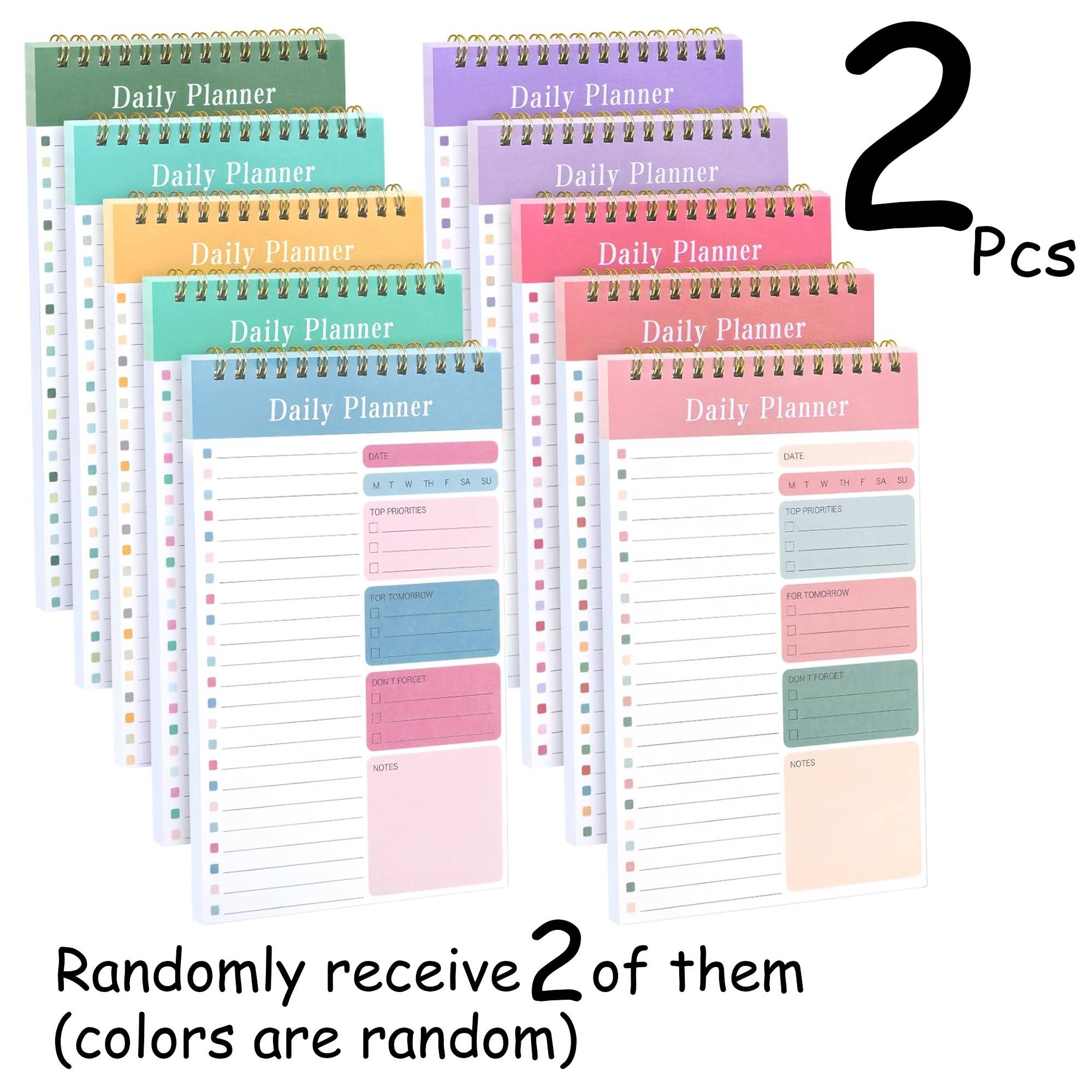 2-pack Daily To-do Notebook, 5" X 8" Daily Planner, 30 Pages, Spiral Bound To-do List Notebook, Suitable For Classroom/office, Work Schedule Planning, Task List, Random Color