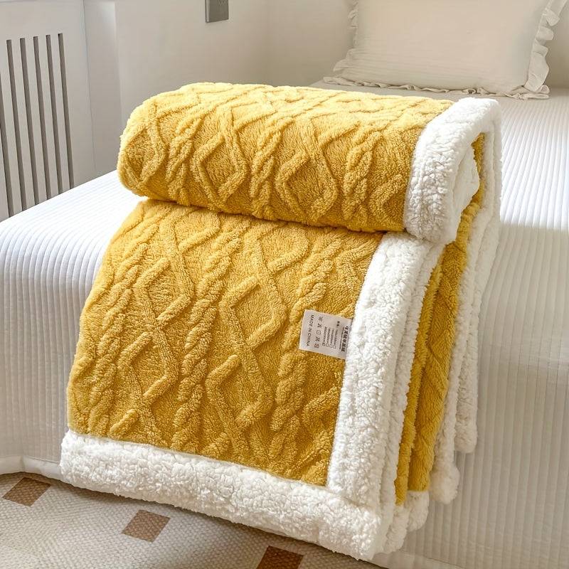 Stilfullt Vändbart Fleece Täcke för Ultimat Komfort och Värme - Gul / 100*150cm