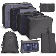 Koffer Organizer Set 8-teilig, Kofferorganizer Packing Cubes Set für Reise, Packwürfel für Rucksack, Packtaschen Set mit Kosmetiktasche, wasserdichte Schuhe Beutel, Travel Essentials