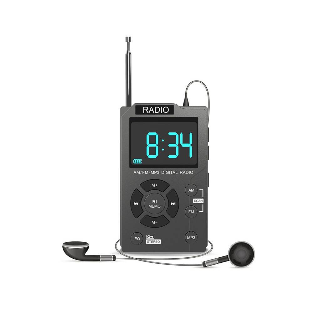 Portable Radio Pocket AM FM Digital Radio Stereo Receiver Auto-Search Channel TF Card MP3 Music Player America