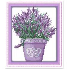 Lavendel kruka mini liten korsstygn broderi , 11ct 14ct handgjorda diy sy lila lavendel dekorativa hängande målningar