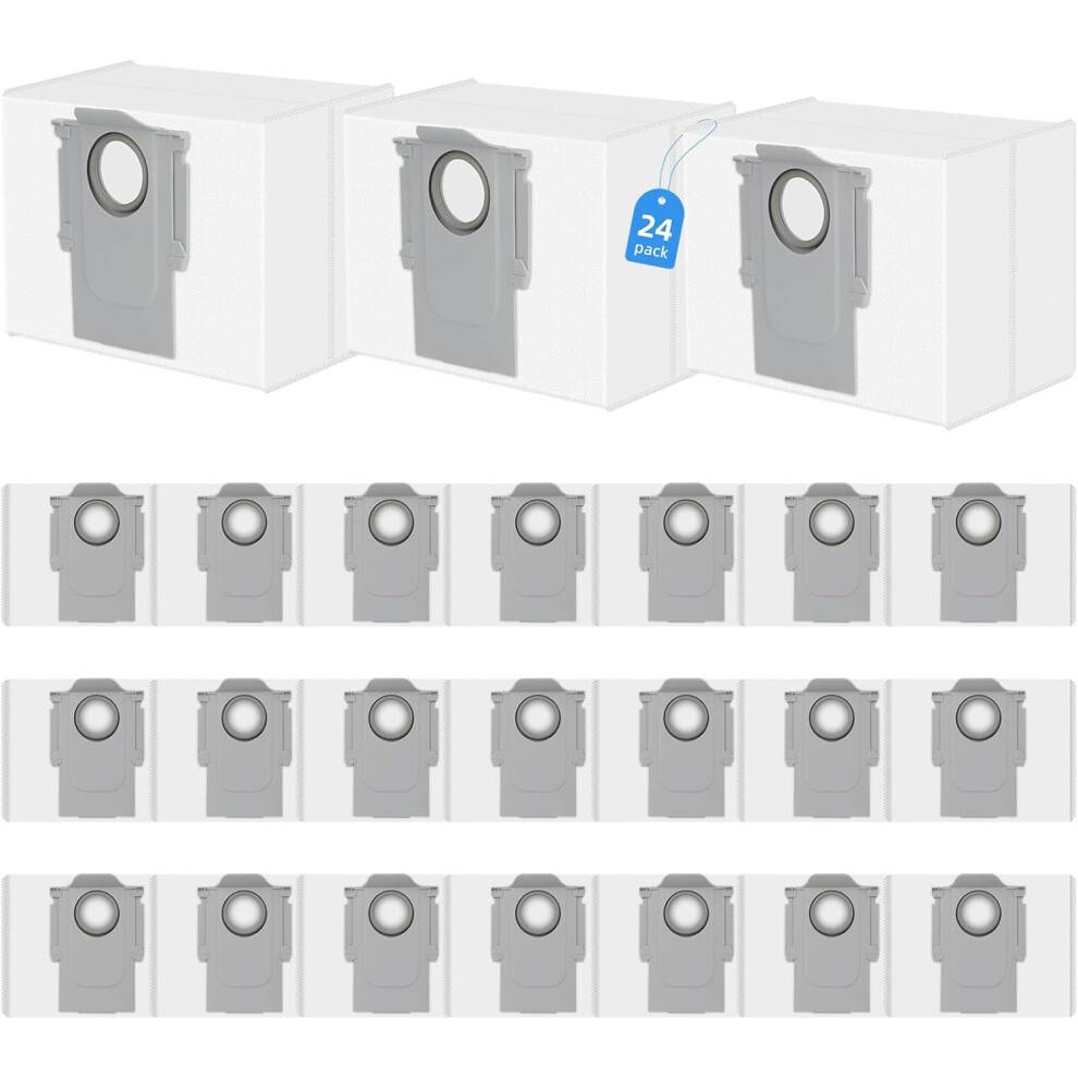 24-pak støvposeudskiftning kompatibel med Roborock Q8 Max+/Q5(+,Max+,Pro+)/Q7(+,Max,Max+)/S8+,S8 Pro Ultra,S7 Pro Ultra,S7 Max(MaxV) Ultra R