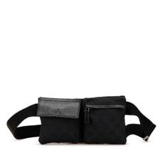 Gucci Vintage, Vintage , Dame, Sort, ONE SIZE, Uld, Brugt GG Canvas Bæltetaske