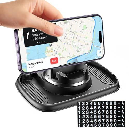 Kaslaider 360° roterbar bilmobiltelefonhållare, universal hållare bil silikon, halkfri multifunktionell telefonplatta enheter kompatibel, biltelefonhållare för alla smartphones