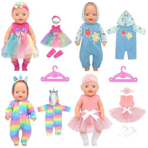 Babydocka kläder kompatibel med baby nyfödda kläder 30–14 tum docka, dockkläder för 30–35 cm kläder söt babydocka kläder, set i fyra delar för att tillgodose dina önskemål