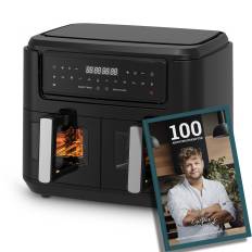 Sobczyk - Dual zone airfryer 9L, 2400W Sort + Kogebog med 100 airfryer opskrifter - Fri fragt og klar til levering - Prismatch