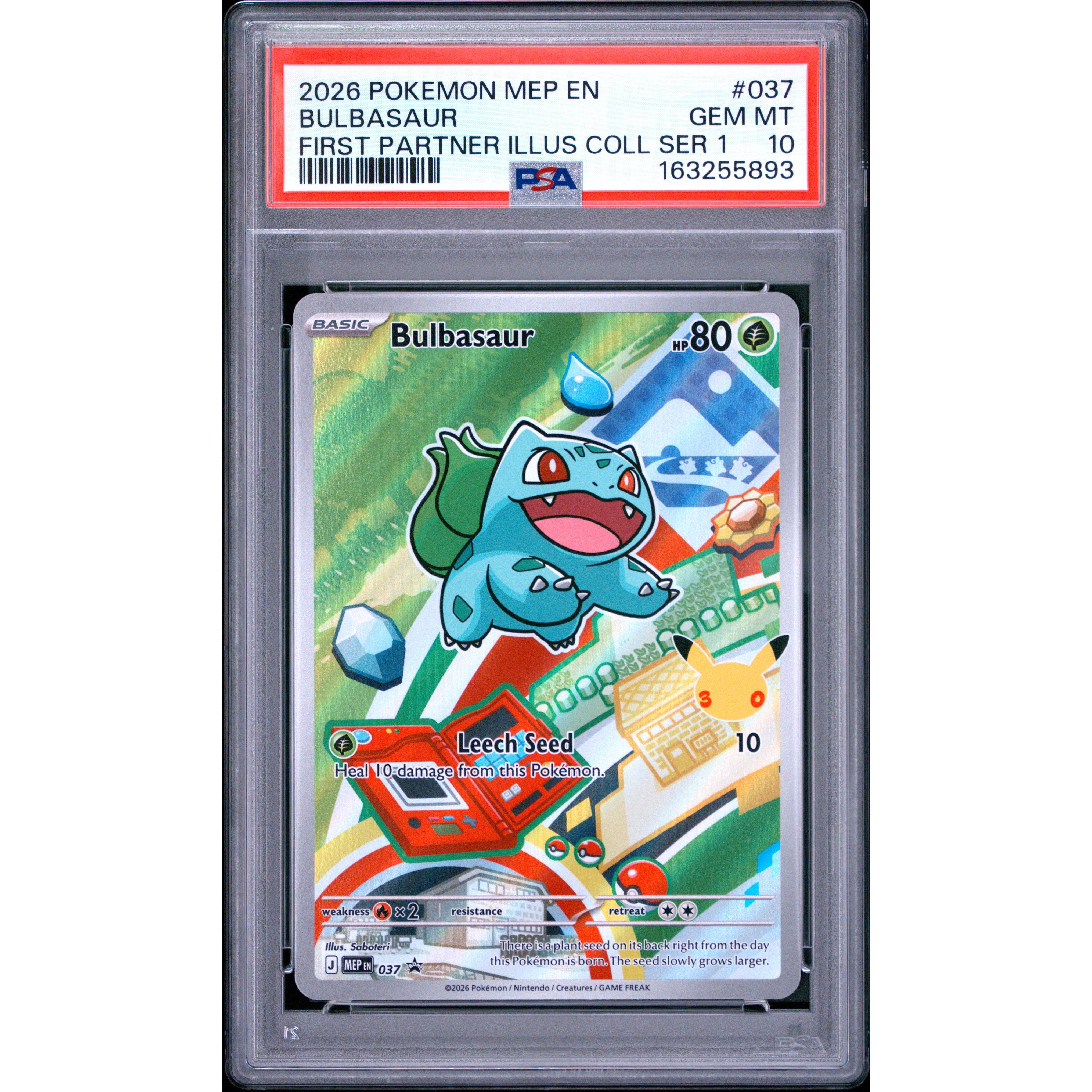 Pokémon TCG: Bulbasaur #037 PSA 10 - Mega Evolution Black Star Promo - Alm. moms