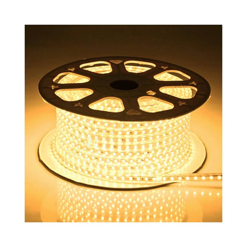 5m 6W/m Vandtæt LED strip (Type Q) - 230V, IP67, 120 LED, Op til 100m - Forpakning : 20m pose, Kulør : Kold