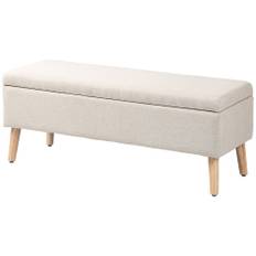 Sengebænk - Entrébænk med Opbevaringsplads, Linnelook, 110 x 39 x 45 cm, Beige