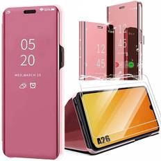 Case for Samsung Galaxy A26 5G - BooLing - Translucent Pink Window Mirror Effect - 2 Tempered Glass
