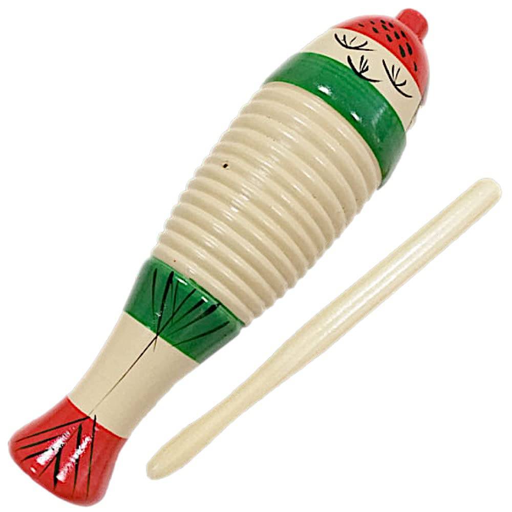 AllBright Wooden Percussion Musical Folk Kids with Stick Guiro, Guiro, Instrument, Instrument, Instrument, Toy, Fish-Shaped,
