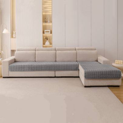 1 st förtjockad kvadratisk quiltad soffkudde, varm plyschig sofföverdrag för höst/vinter, minimalistisk cremevit stil, halkfri partikelbotten, maskint - Grå (Multi-size)