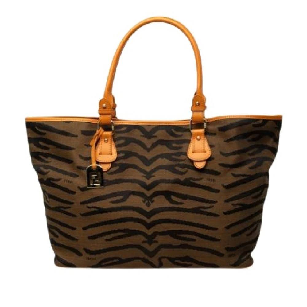 Fendi Vintage Pre-owned Printed Canvas Tote - Vintage - Dame - Brun - ONE SIZE - Uld