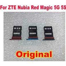 Original bästa simkortläsare slot fack porthållare för zte nubia red magic 5g 5s nx659j telefon flex kabel byte - röd magic 5s blå