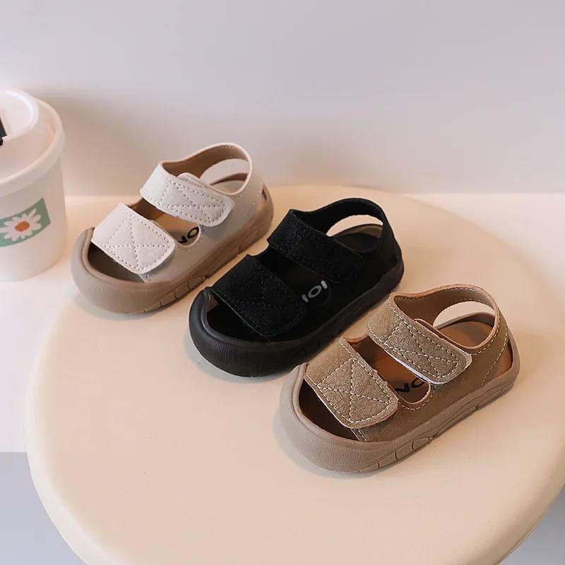 Simple Women's Baby Shoes Anti-collision Soft Bottom Sandals For Boys Ages 1-3 Learning To Walk Beach Shoes