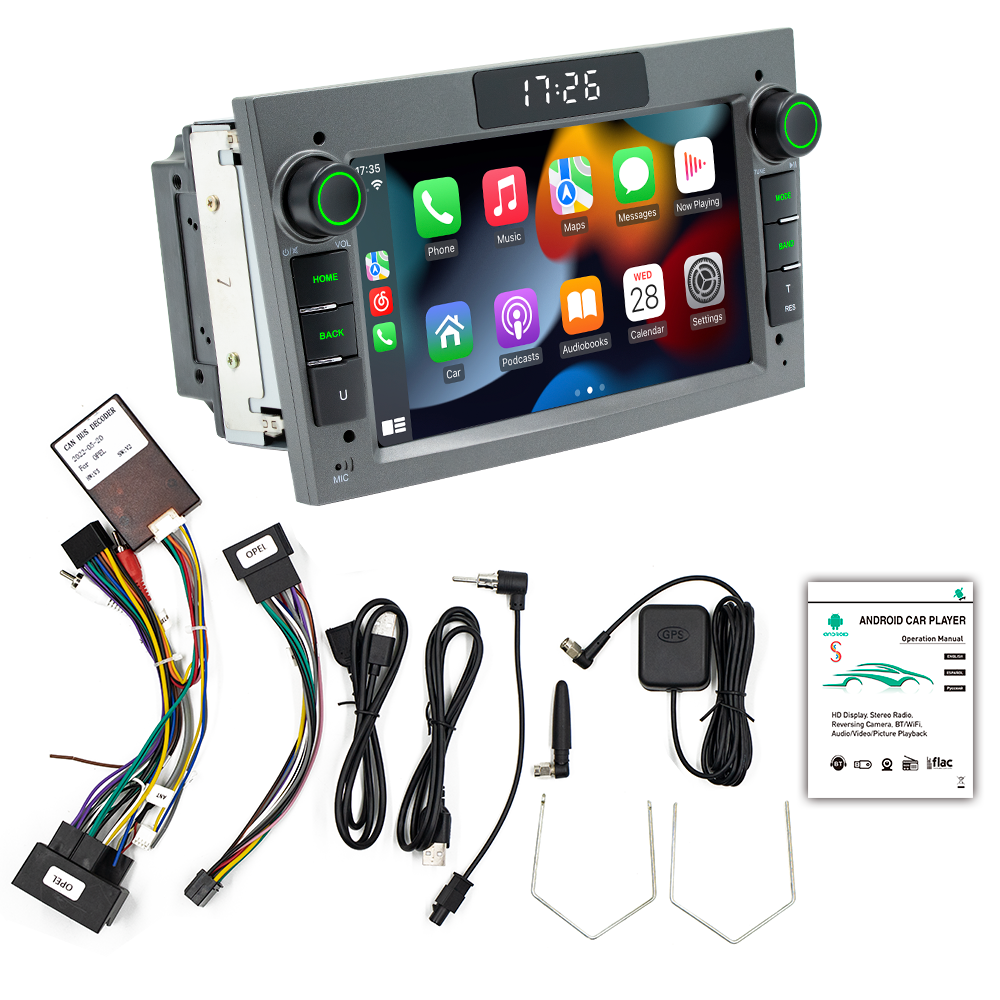 Autoradio 7'' kit til Opel modeller - Grå - Trådløs Apple Carplay & Android Auto