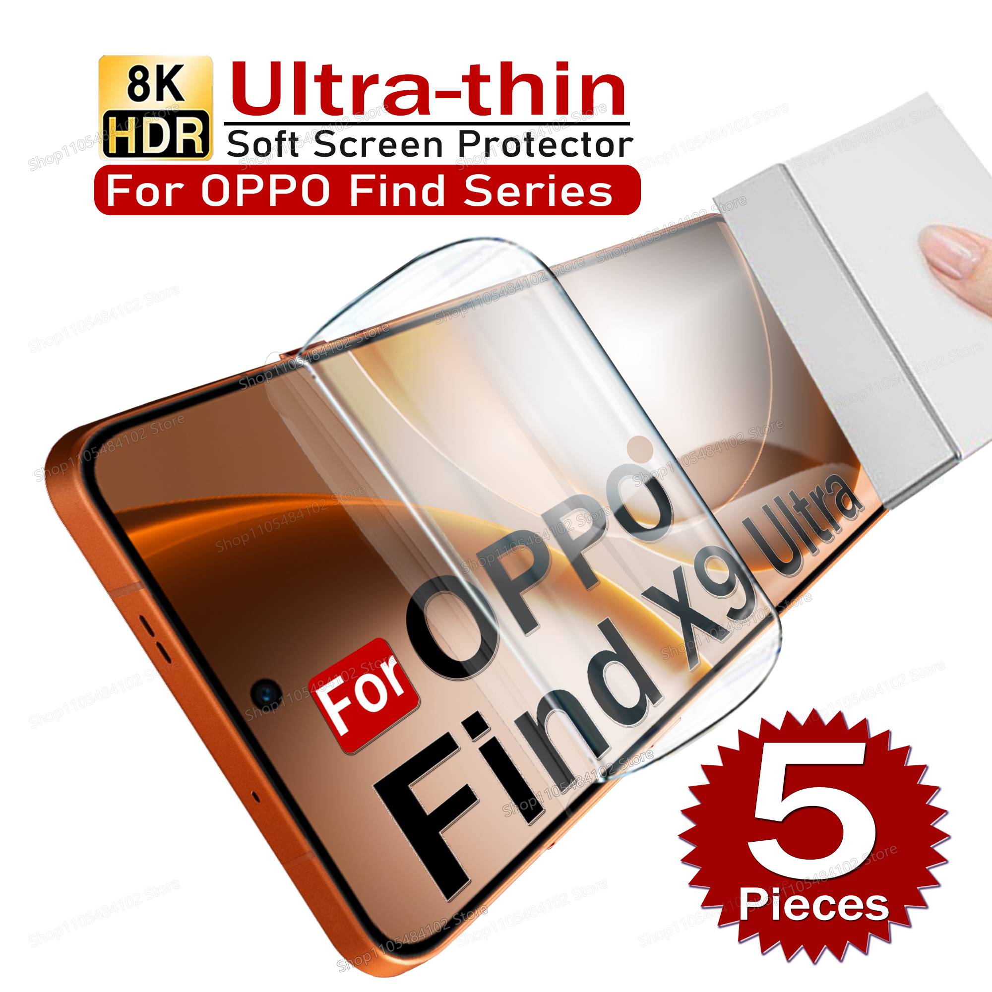 5Pcs For OPPO Find X9 X8 X7 Ultra X3 Neo X5 Lite X6 X9S Pro Slim Soft HD Hydrogel Film For OPPO Find X9 Ultra Screen Protector